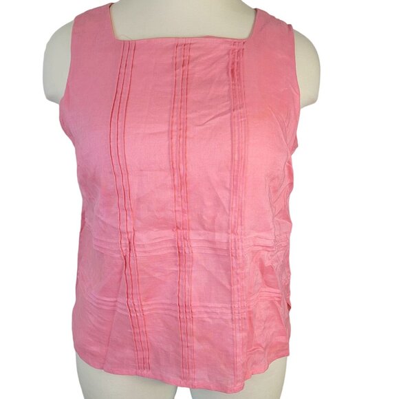 Vintage 90s Linen Shirt Set Women 2X Plus Colorful Blouse Tank Top Pink New Tags - Picture 2 of 15